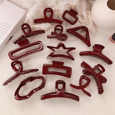 Ankola Large Red Festive Hairpin for Bun - Women's Shark Clip