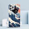 Anime Cat Sea Wave Aesthetic Phone Case For IPhone 16 17 Air 16E 15 14 Plus 13 Mini 12 11 Pro Max 7 8 + SE 2020 Soft TPU Back Co