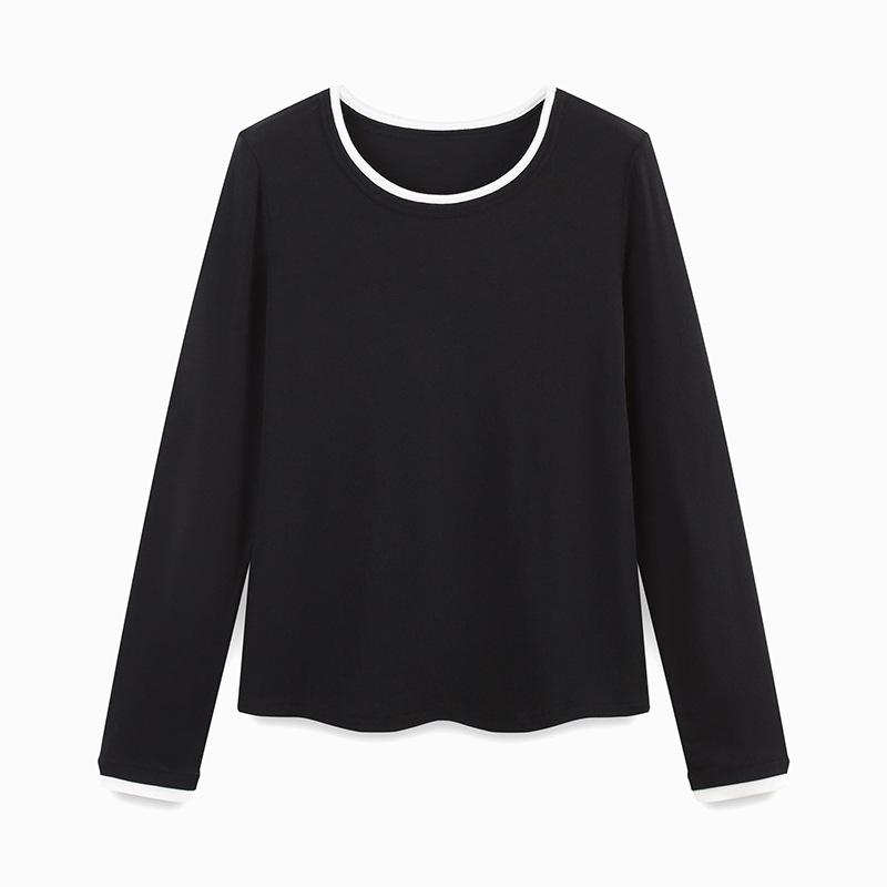 New Autumn/Winter Modal Wool Crew Neck Base Layer Top - White Long Sleeve Shirt
