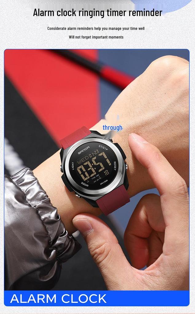 Sanda Unisex Student Party Watch: Colorful Lights, Multi-functional, Waterproof Sports Electronic Watch