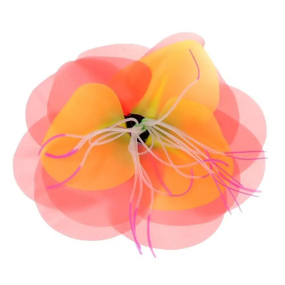 Aquarium Artificial Simulation Soft Silicone Fluorescent Flower Fish Tank Decoration Aquatic Water lily Plant Coral Ornaments оранжевый