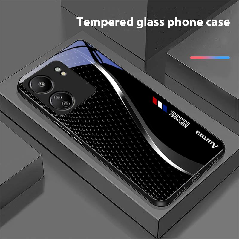 Creative Curve Double For Xiaomi Redmi 13C Note13 12 Pro Plus 5G Note 9 13T Pro POCO X6 F5 F6 Black Tempered Glass Phone Case