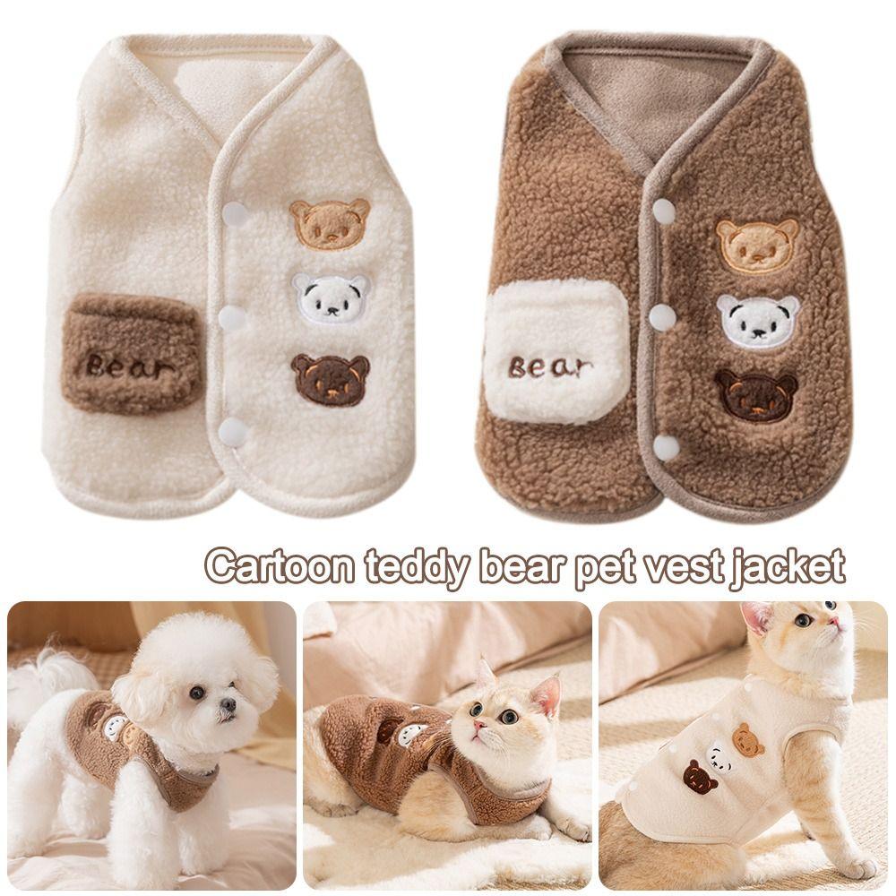 New Dog Clothes Cartoon Bear Thickened Pet Coat Windproof Keep Warm Puppy Clothes Vest For Small Medium Dog