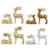 2Pcs Wealth Deer Ornament The Deer of Fortune Figurine Resin Modern Artistic Tabletop Deer Statue Gift for Birthday Housewarming