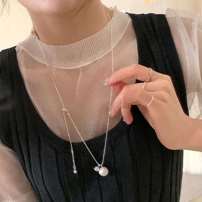 Minimalist Stil Yuvarlak Top Çekmeli Kolye Kadın Niş Yüksek Kalite Duygusu Hafif Lüks Zarif Moda Çok Yönlü Boyun Zinciri Kazak Zinciri