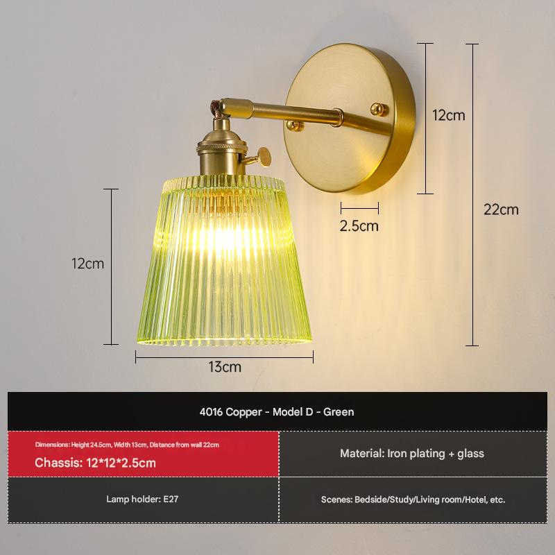Japanese Retro Floral Glass Wall Lamp Modern Simple Bedside Lamp for Bedroom Study Led Mirror Light Nordic Wall Sconce