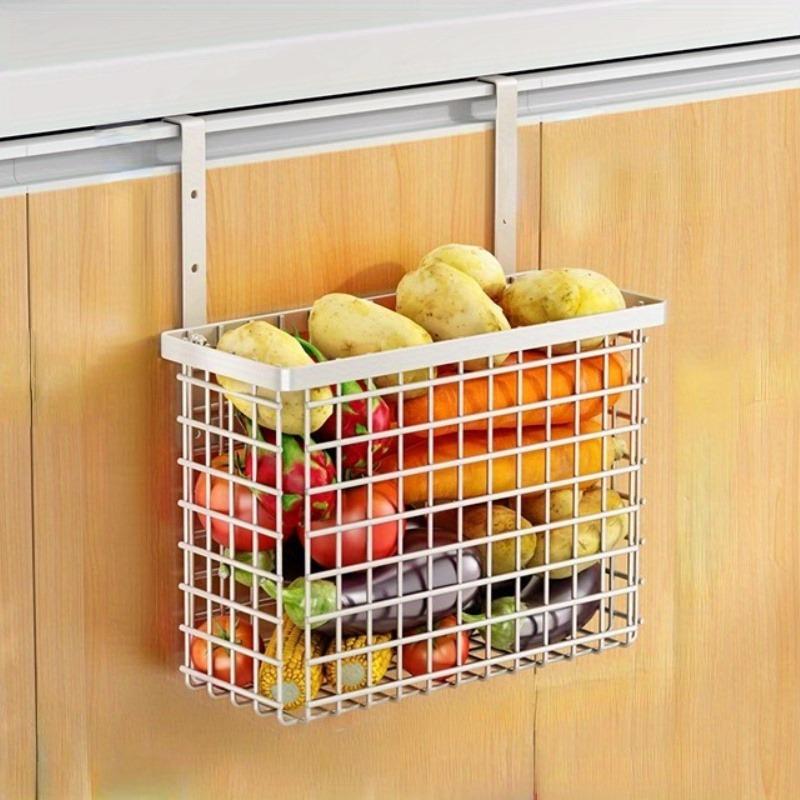 1pc Storage Rack, Simple Hanging Metal Storage Basket, Punching-free Wall-mounted Storage Basket, For Kitchen And Bathroom
