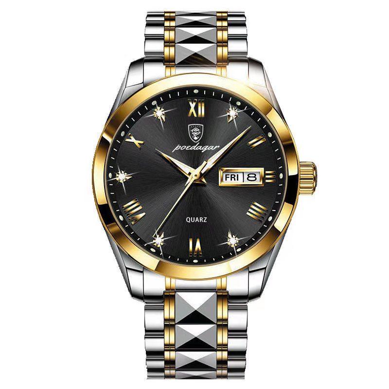 POEDAGAR Top-Marke Luxus Mode Grüne Zifferblatt Uhr Herren Wasserdicht Leuchtend Wochentag Datum Uhr Sportuhren Quarz Armbanduhr