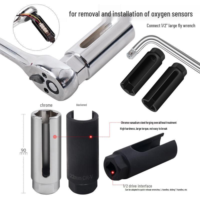 Oxygen Sensor Removal Tool: 22mm Open-End Socket for Auto Repair & Maintenance