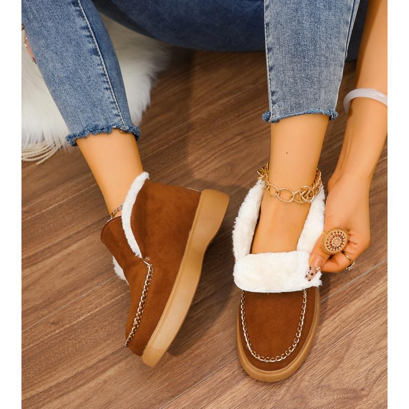 Winter New Women's Warm Cotton Shoes with Thick Velvet and Thickened Fur