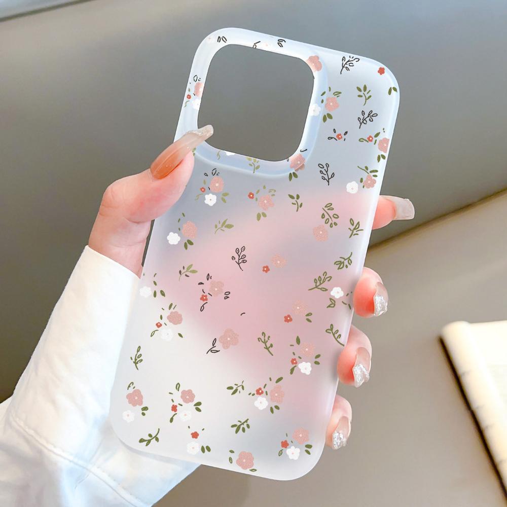 Fundas para teléfonos móviles para iPhone 11 13 15 Pro Max 12 14 Pro Max Funda para iPhone 16 15 Plus 13 Pro 12 Textura esmerilada Flores de dibujos animados pintadas