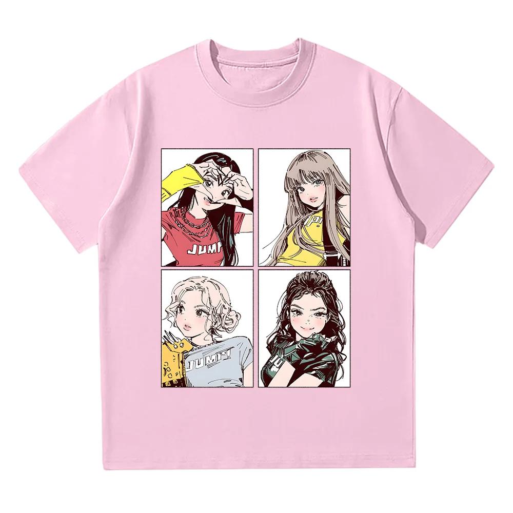 2025 Tees Pink Girls Band Clothing Adorable Anime Graphic T Shirts Summer High Quality Comfortable Y2K Tops