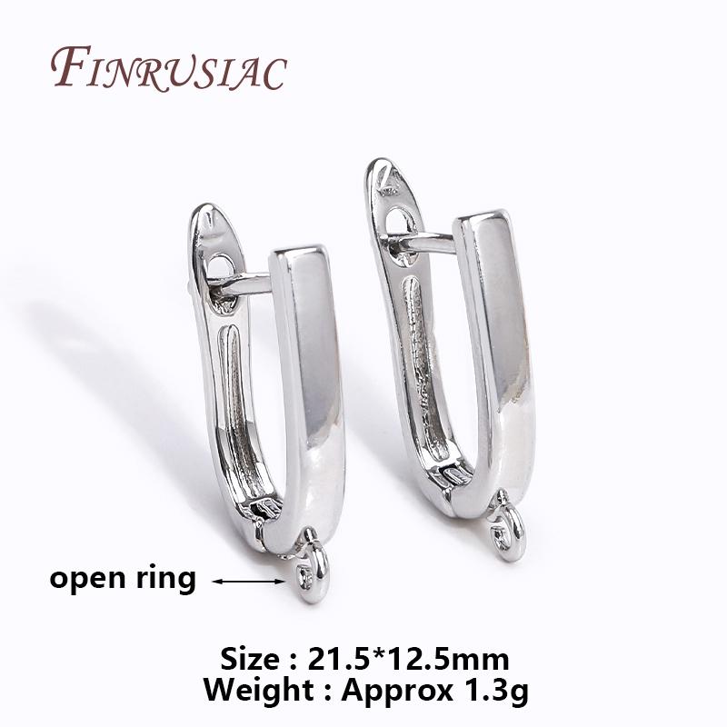 18K Gold/Rhodium Plated French Inlay Zircon Earwires Fastener Earring Hooks Clasps Fittings DIY Earring Making Accessories