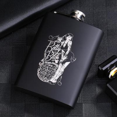 8OZ Black Matte Whisky Bottle Wine Pot Portable Flagon Stainless Steel Flask for Outdoor