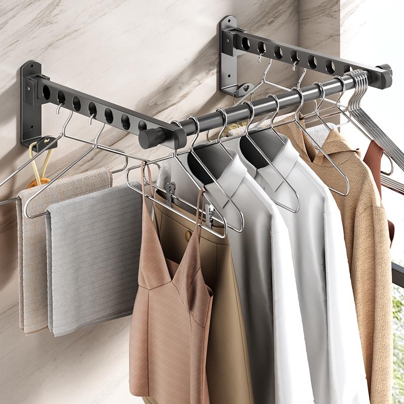 Wall-Mounted No-Punch Clothes Drying Rack & Towel Hanger for Dorms