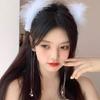 Feather Headband with Tassel White Feather Hair Hoop Headwear for Women