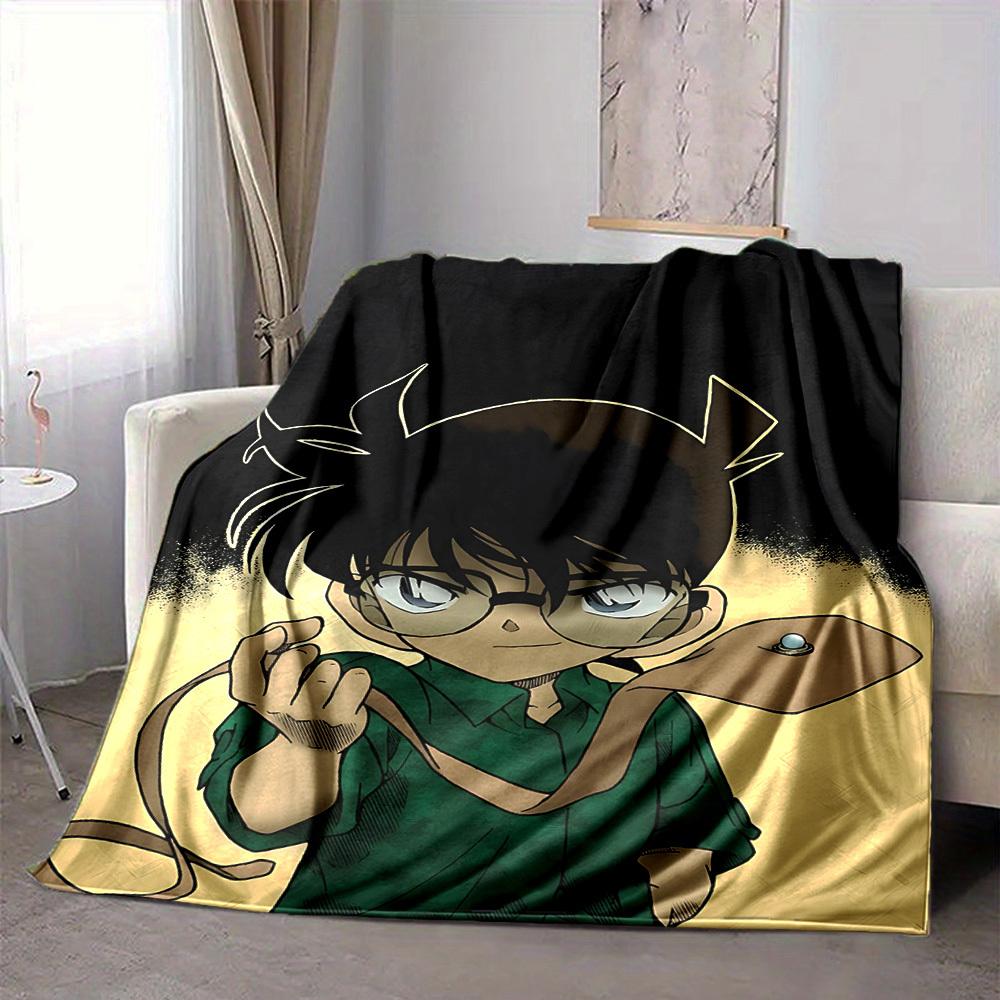 1pc Detective Conan Flannel Throw Blanket - HD Printed Lightweight Soft Warm All-Season Blanket for Sofa, Bed, Travel, Camping - Machine Washable039
