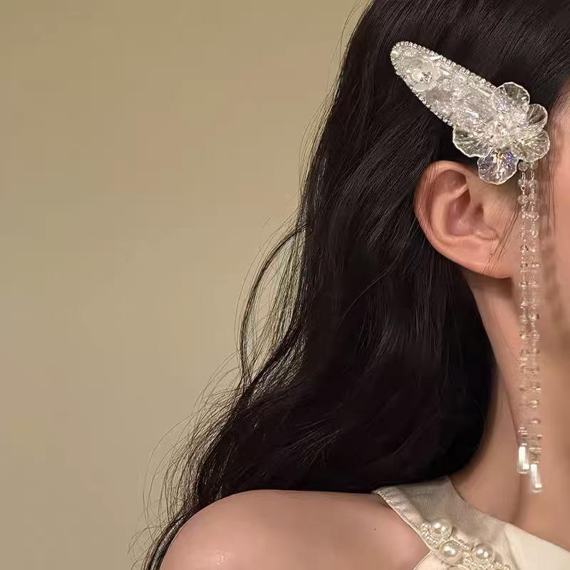 1Pcs Flower Hair Clips For Women   Pearl Tassel Bb Clips Trendy Barrettes Hair Accessories