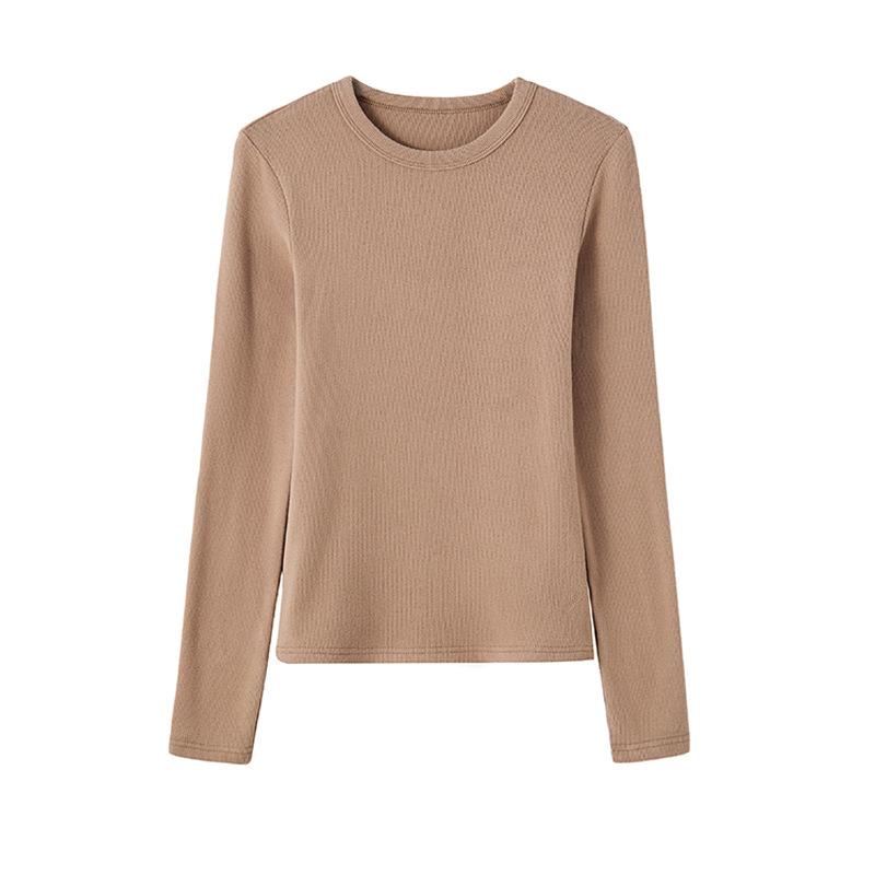 Boutique Mousse Cashmere Soft Waxy T-shirt Women's Long Sleeve Autumn and Winter New Inner Base Shirt