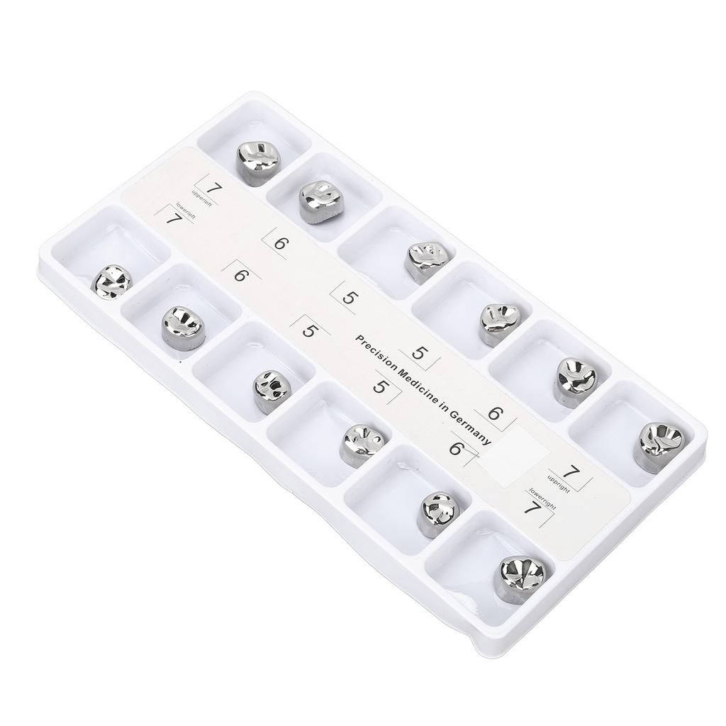 12pcs Dental Molar Metal Crowns Stainless Steel Restore Chewing Function Dental Molar Metal Crowns for Adults