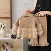 Mädchenpullover Lang Faux Nerz Zweiteiliges Set Herbst Winter Neuer Stil Baby Mädchen Rundhals Pullover Hosen Set