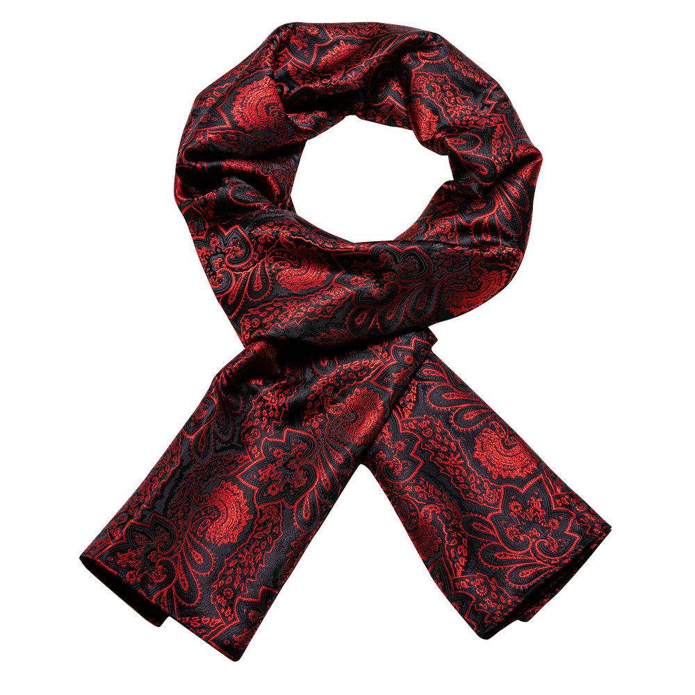 Barry.Wang Jacquard Silk Mens Scarf Floral Paisley Stylish Burgundy Gold Green Red Blue Purple For Male Wedding Business Party