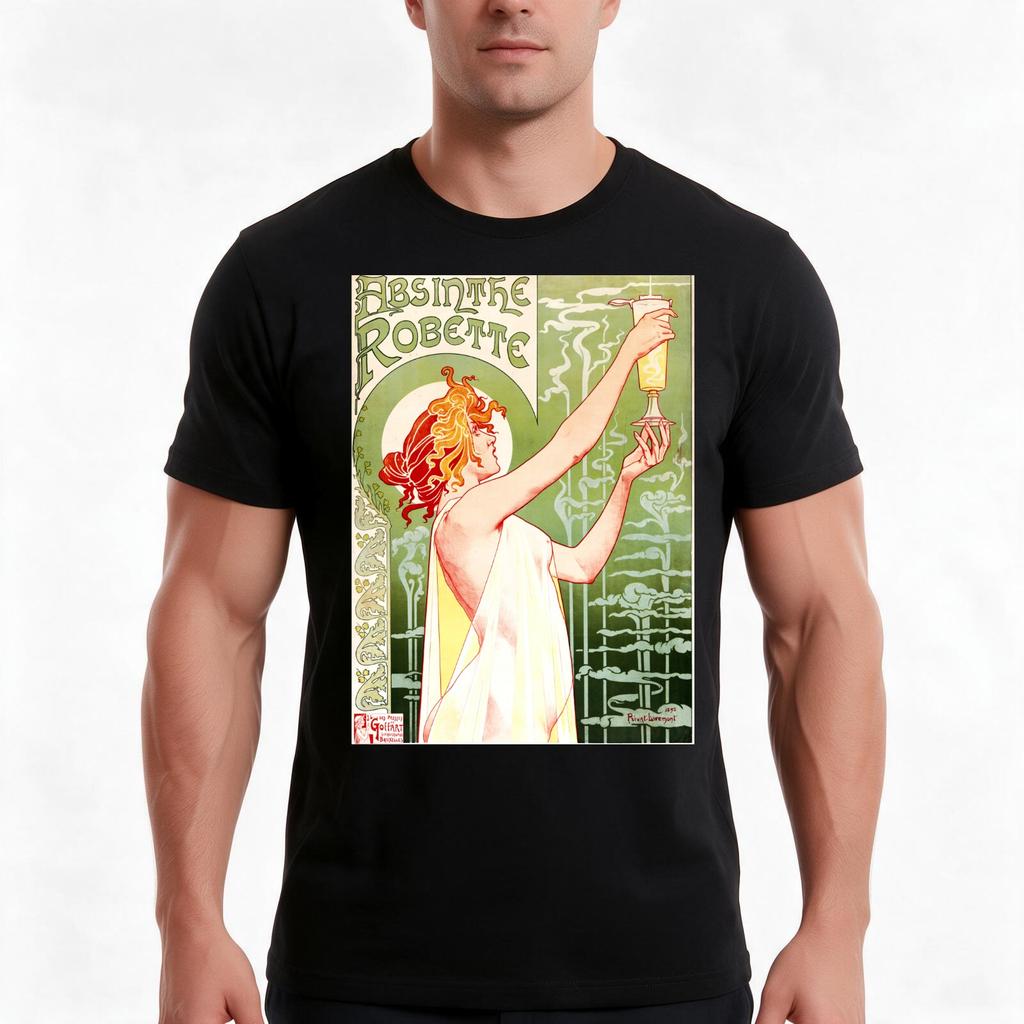 Vintage Art Nouveau Absinthe Ad by Henri PrivatLivemont TShirt Summer Casual Cotton Tee Oversized Streetwear Tops
