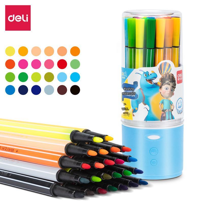 Pennarelli Lavabili per Acquerello Deli 7060 con Manico Lungo per Bambini - Disponibili in 12, 24 o 36 Colori