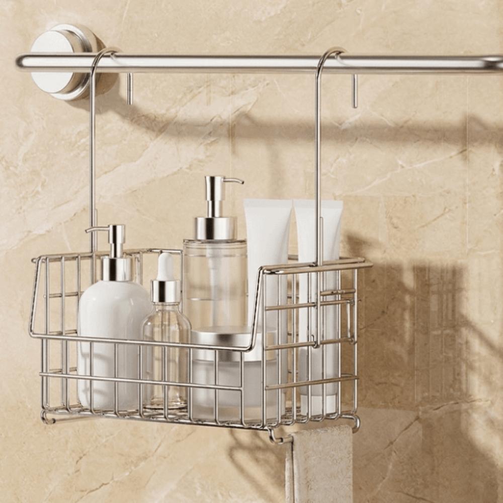 Wall Mounted Hanging Shower Basket No Drill Shower Storage Rack Toiletries Organizer for Shower