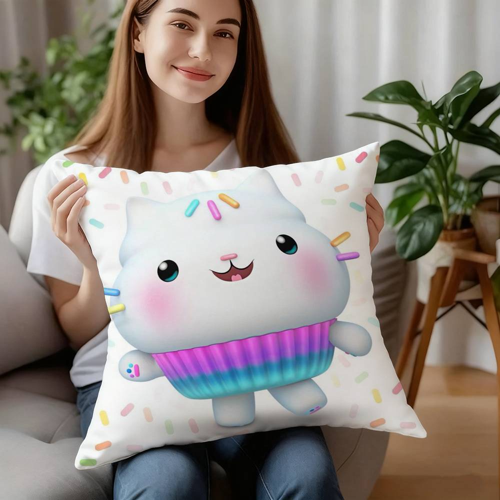 Cartoon Gabbys Mercat Cat Pillow Case Plush Fabric Soft Pillowcase Double Sided Print Cushion Cover Household Gifts