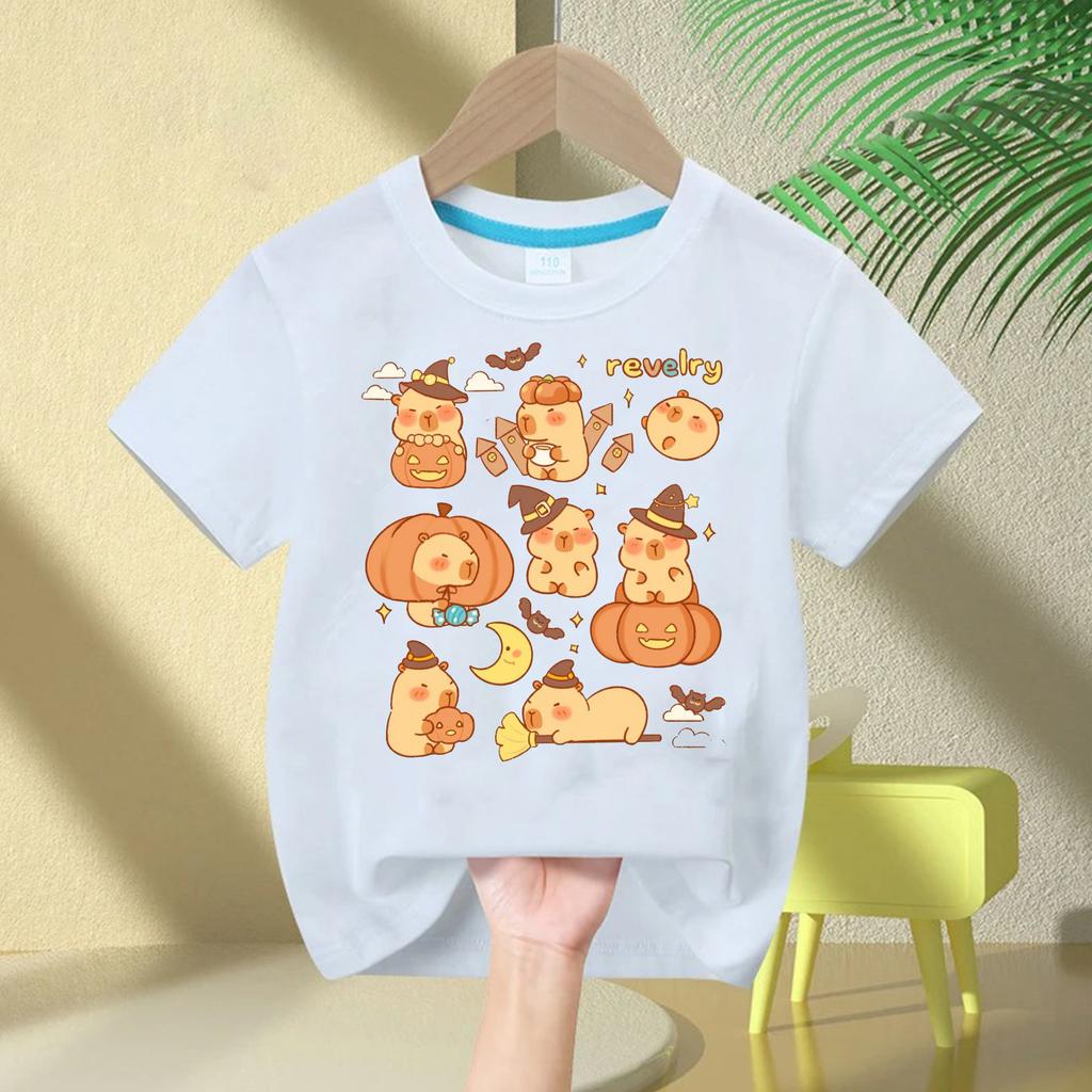 2025 Summert Shirt  New Trend Capybara Printing Cute Children's Short-Sleeved T-Shirt Cute Comfortable Versatile Boy and Girl T-Shirt