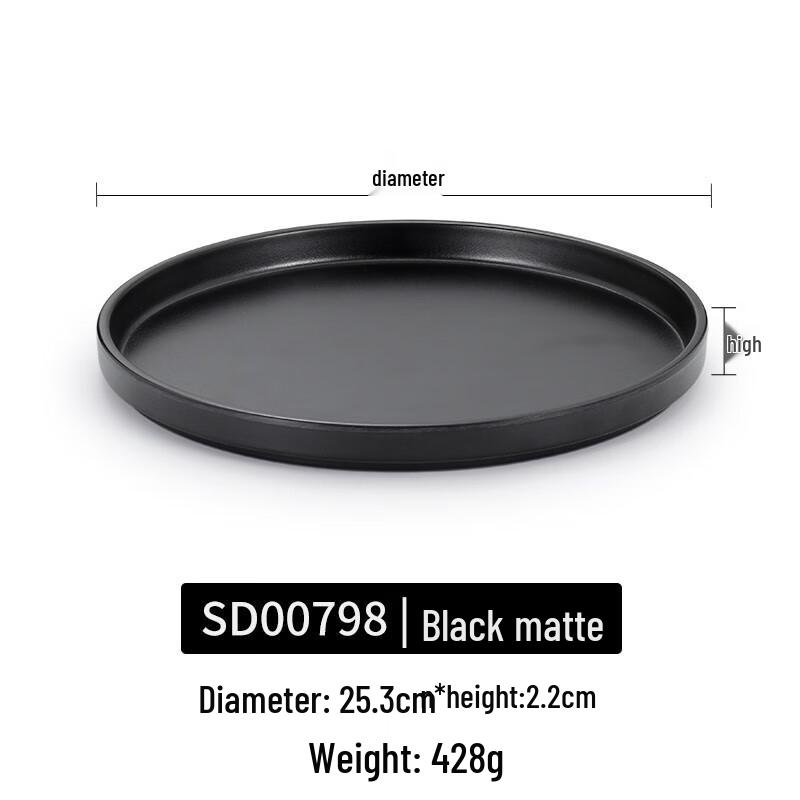 Morona Japanese Black Melamine Round Plates (Set of 2)