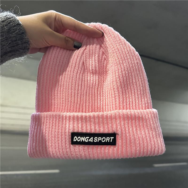 Hat Men's Winter Fashion Alphabet Wool Hat Ear Protector Solid Color Warm and Cold Knitted Cold Hat Women