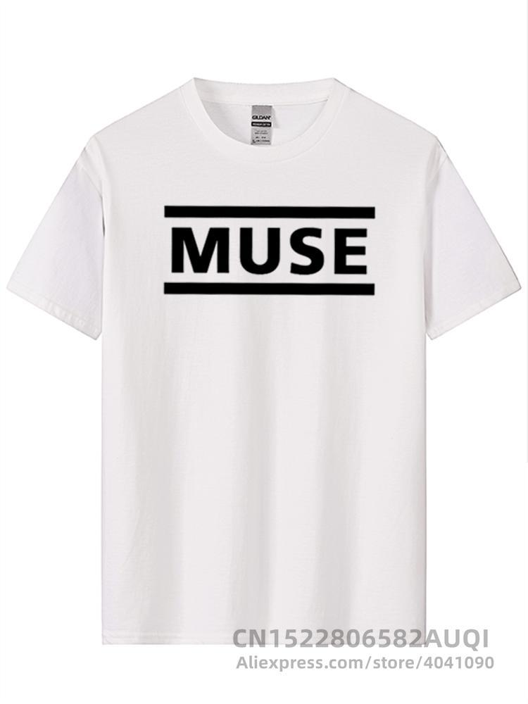 Herren Hochwertiges T-Shirt mit Buchstabenaufdruck Muse Rockband Kurzarm T-Shirt O-Ausschnitt Hip Hop Herren Tops