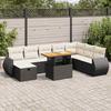 VidaXL Garden Lounge Set with Cushions 9 Pcs Black Braided Resin Acacia 3328071