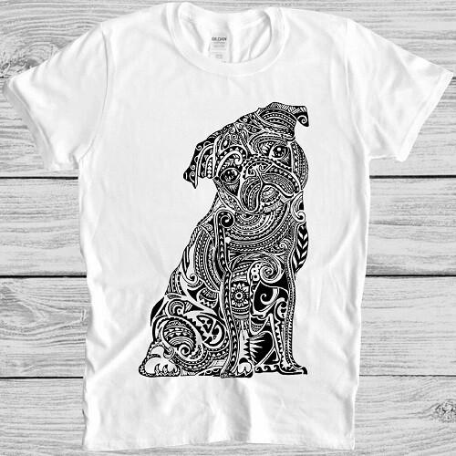 Ethnic Pug T Shirt Mandala Cute Dog Animal Funny Cool Gift Tee M317