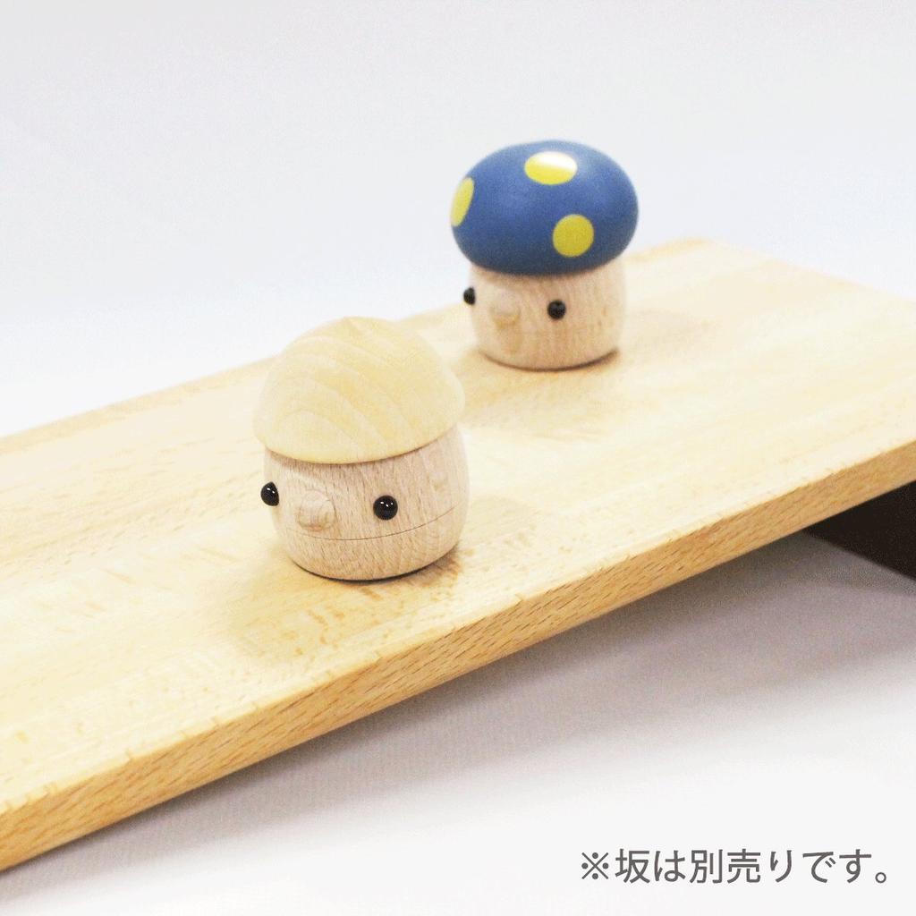 Komamugu Toys Wooden Acorn Toy Set Clear Acorn 1 Blue Acorn Made in Japan (1 Roller, Mushroom) [Wooden Toy] /