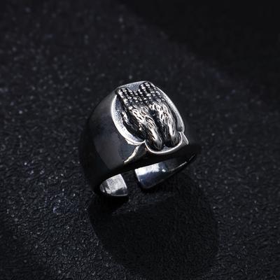 Retro “See No Evil” Adjustable Open Ring For Men Gothic Punk Edgy Silver-plated Copper  Biker Accessories Creative Gift