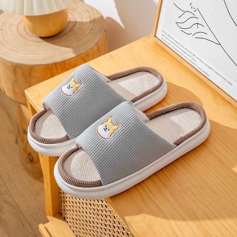 

Льняні капці для жінок навесні та восени, для використання в приміщенні, товста підошва з бавовни та льону, для домашнього використання, протиковзкі, літо для чоловіків 42-43