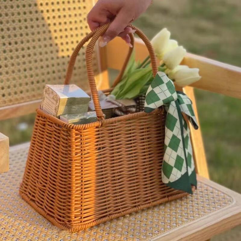 Woven Picnic Storage Basket with Handle