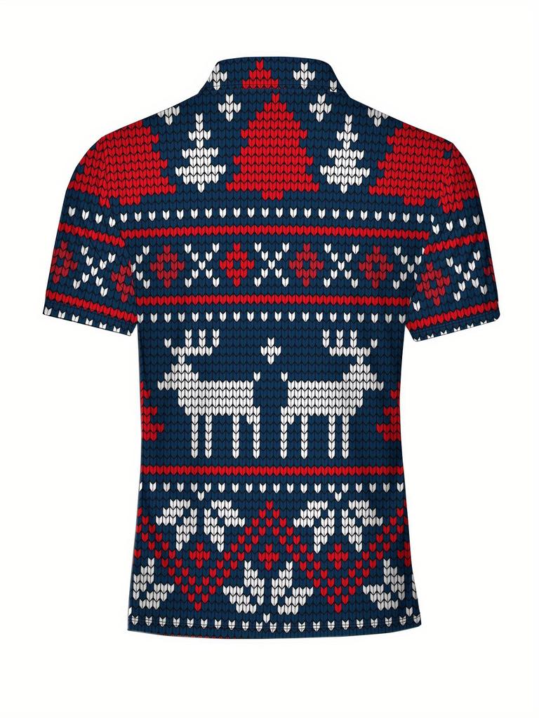 Christmas Print - Men'S Short-Sleeve Polo Shirt - Stylish And Easy Short-Sleeve, Buttoned, Casual Collar Polo Shirt, Fashionable And Versatile,