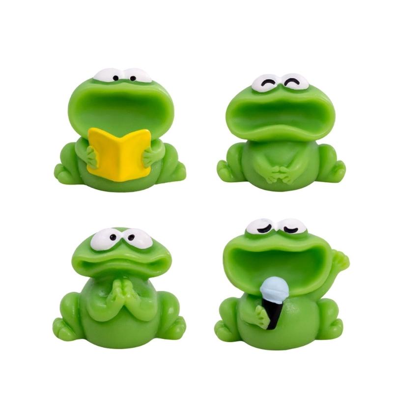 5Pcs Cartoon Big Mouthed Choruses Frog Miniature Figurines Resins Statues Landscape Garden Lawn Home Decorations Gift