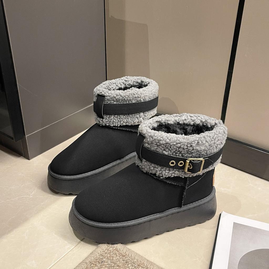 Women's Classic Platform Snow Boots Winter Warm Faux Fur Lined Anti-Slip Ankle Boot for Women Comfortable Faux Suede Fleece Lining Short Booties Shoes
