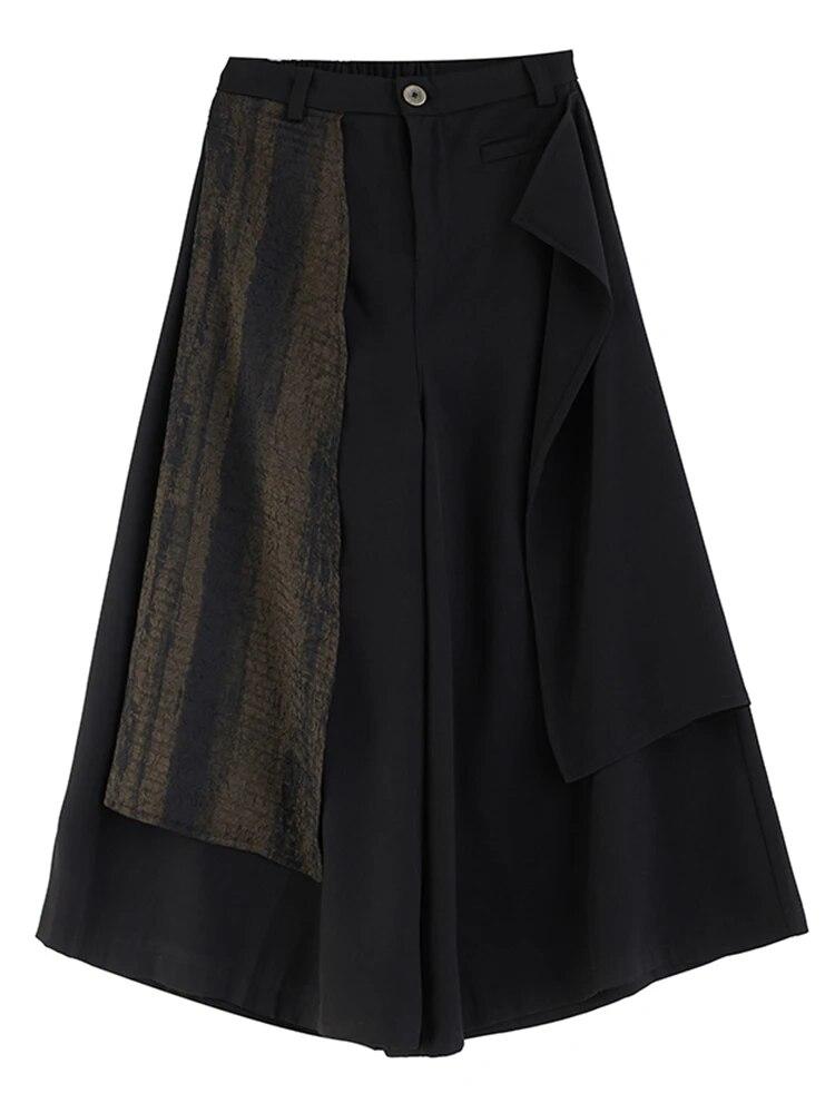 Xitao Loose Irregular Wide Leg Pants Patchwork Women Pant HQQ2116