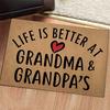 Entrance Doormat for Indoor Use 'Life Is Better At Grandma and Grandpa' Home Decor Gift Made of Polyester, Fun Prank Gift Rug