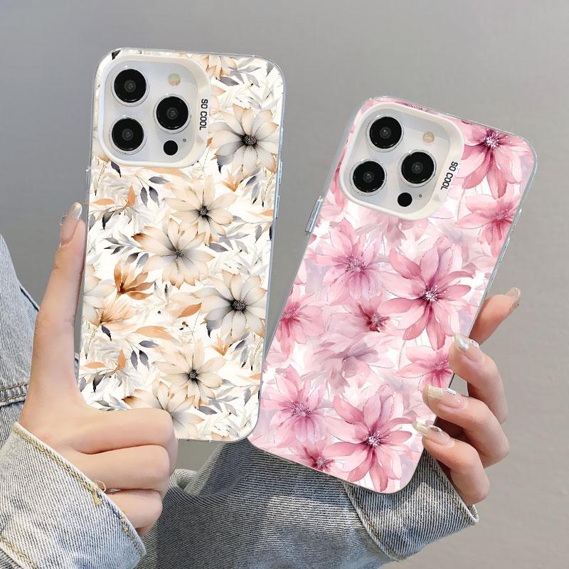 Cute Blue And White Porcelain Floral Phone Case For iPhone 11 12 Pro Max 16 15 14 13 Pro Max Plus 13 Mini Shockproof Laser Cover