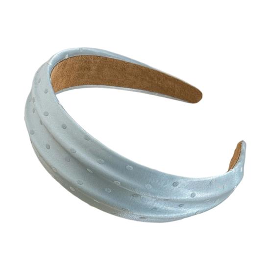 Summer Soft Satin Headband Wide Elastic Headband with Dot Pattern синий