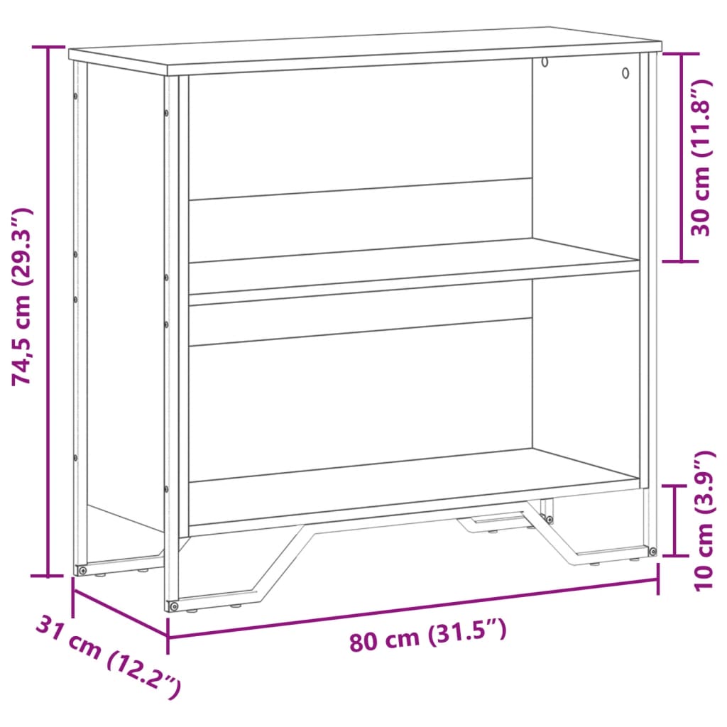 Bookshelf Smoked Oak 80 x 31 x 74.5 cm Engineered Wood