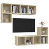 4 Piece TV Cabinet Set In Sonoma Oak Effect Engineered Wood