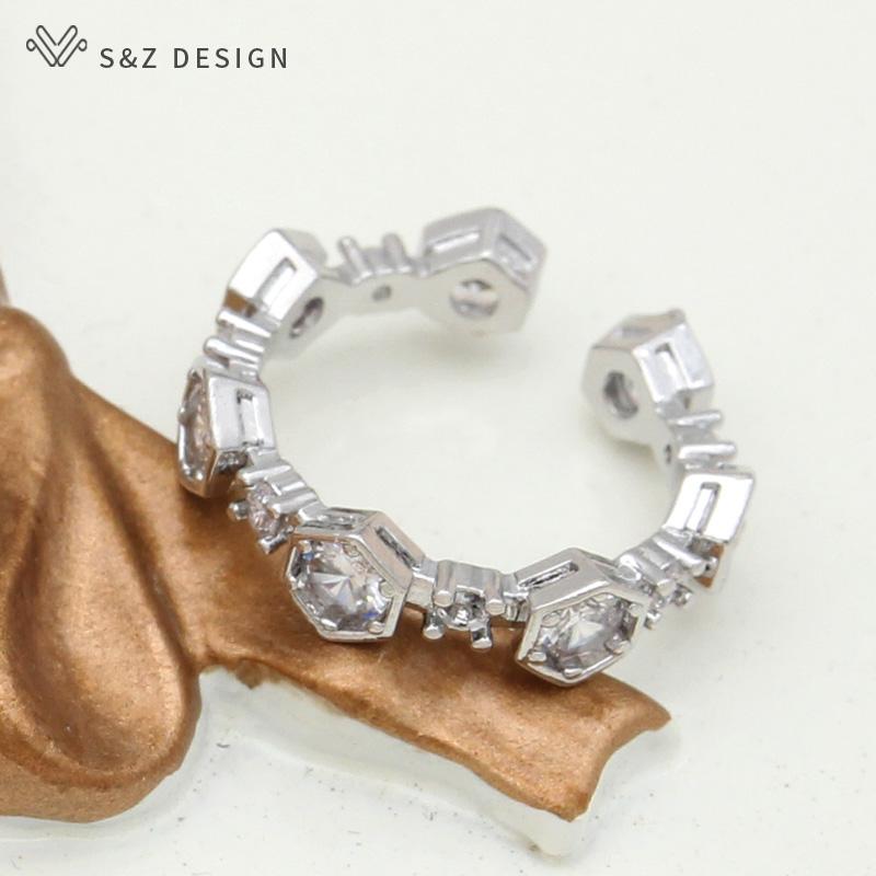 Fashion Hexagon Adjustable Cubic Zirconia Honeycomb Rings For Women Champagne Gold Color Trendy Jewelry Gift